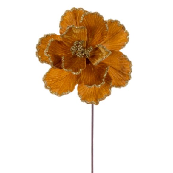 Gold Velvet Bead Trim Magnolia Stem - Picture 1 of 1